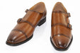 Men's Cognac Brown Leather Double Strapped Monk Strap