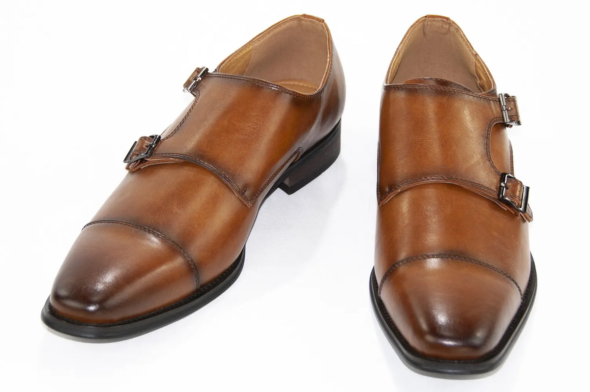 Cognac Leather Buckled Monk Strap — dolce vita MEN