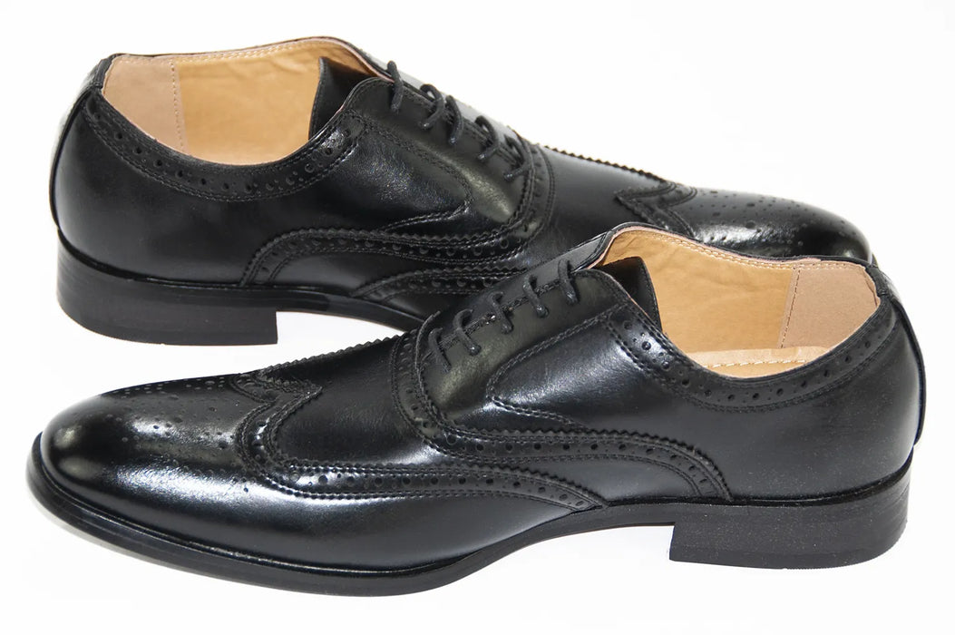 Black Leather Oxford Wingtip Lace-Up