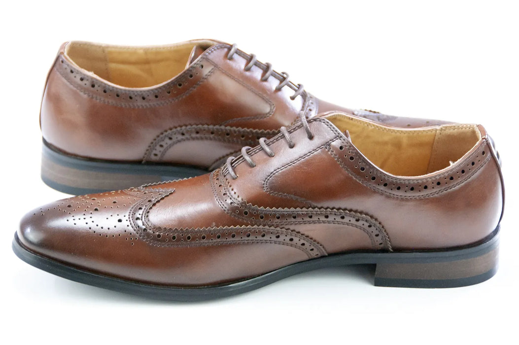 Dark Brown Leather Oxford Wingtip Lace-Up