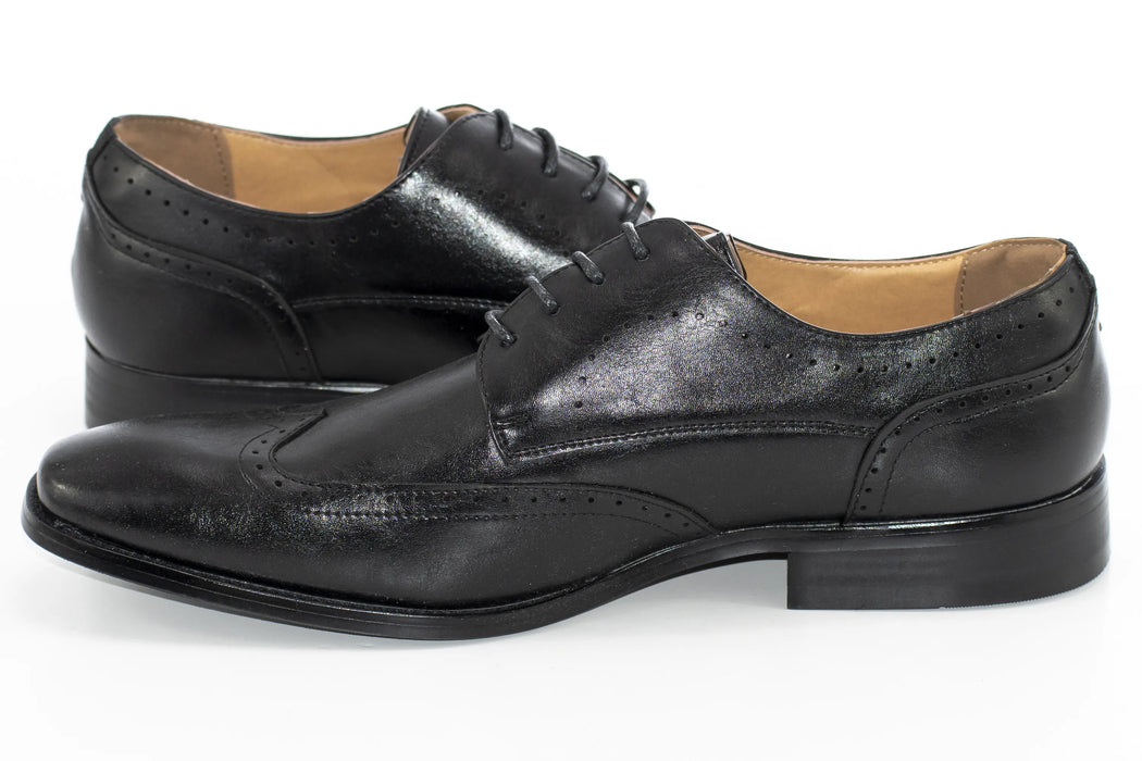 Black Classic Wingtip Derby Shoes