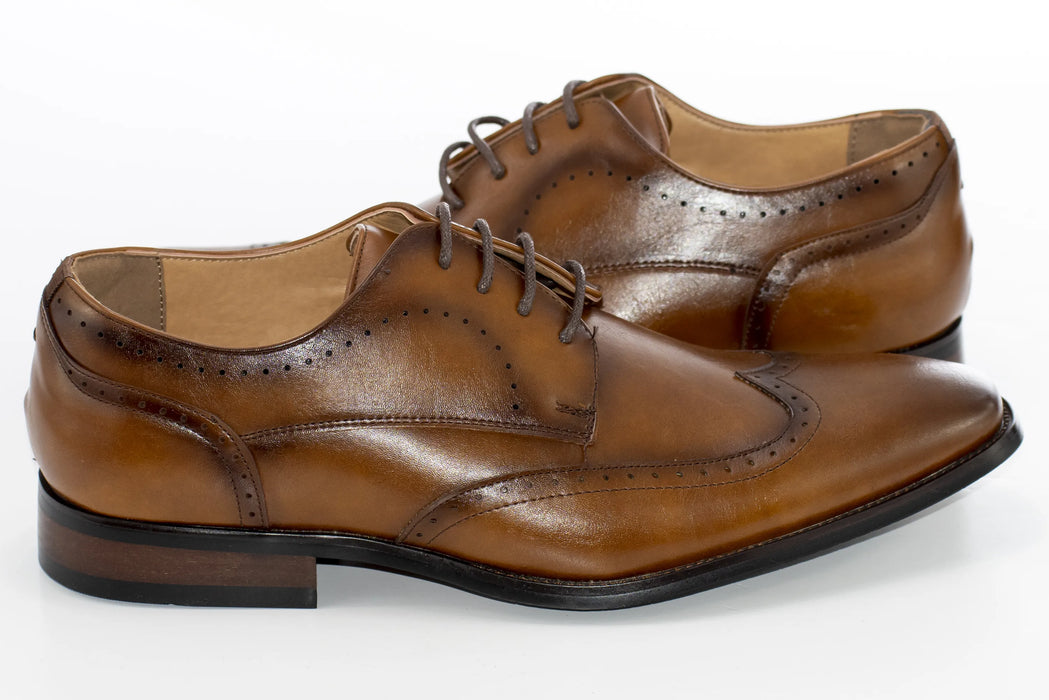 Cognac Classic Wingtip Derby Shoes