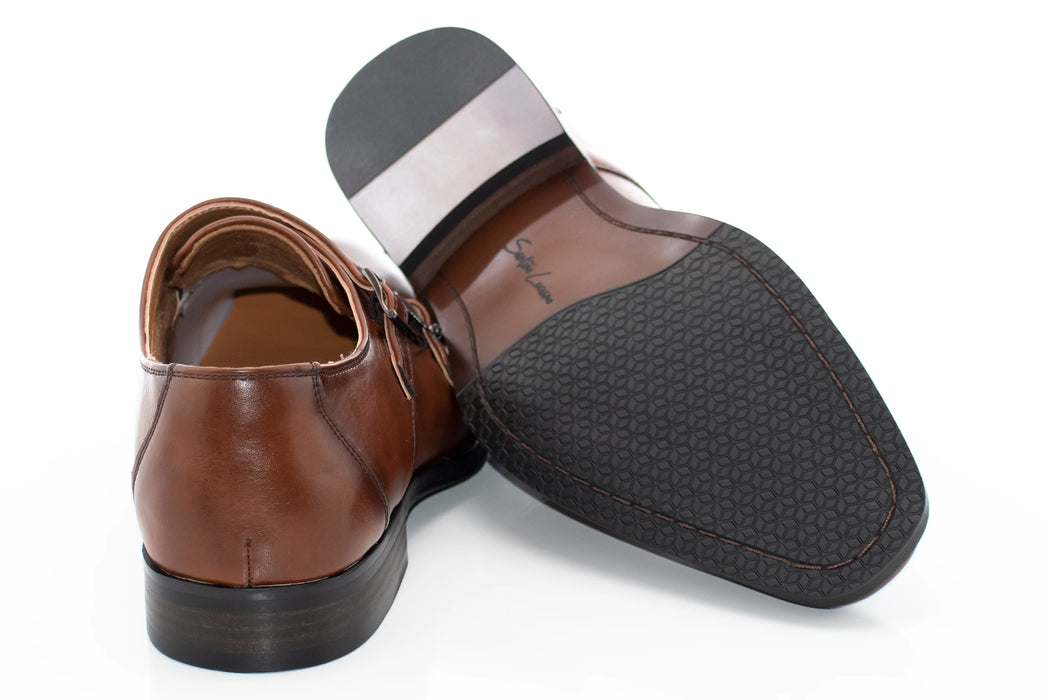 Men's Brown Grain Leather Monk Strap Shoe Sole