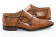 Men's Brown Grain Leather Monk Strap Shoe Sideview