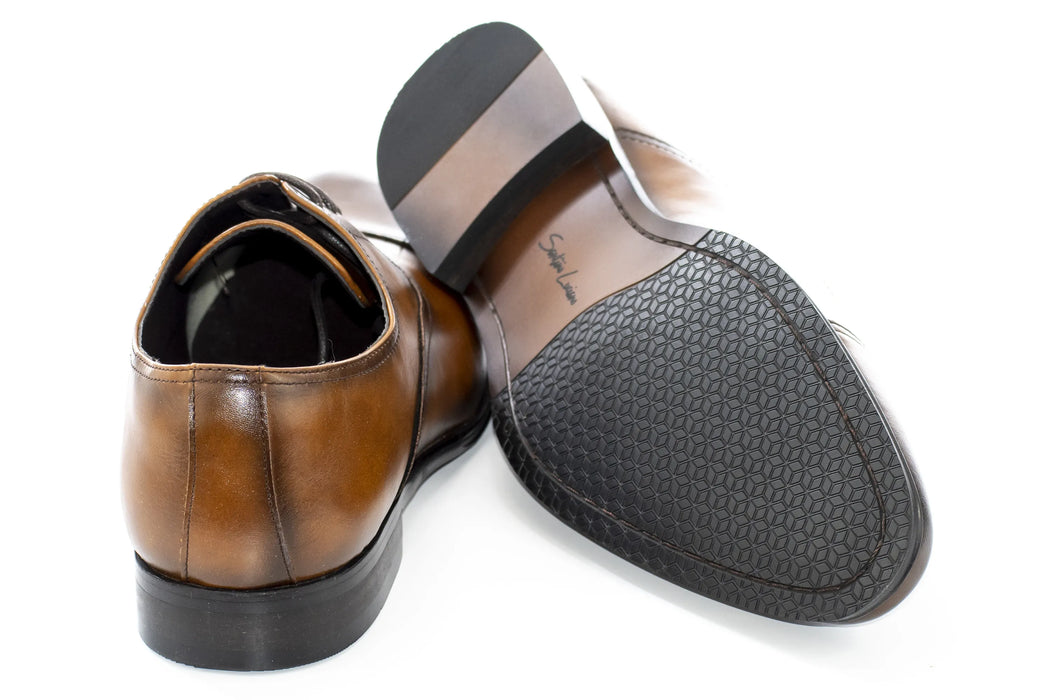 Cognac Polished Cap-toe Oxford Shoes