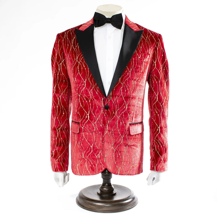 Claret Red Gold Strike Tailored-Fit Jacket