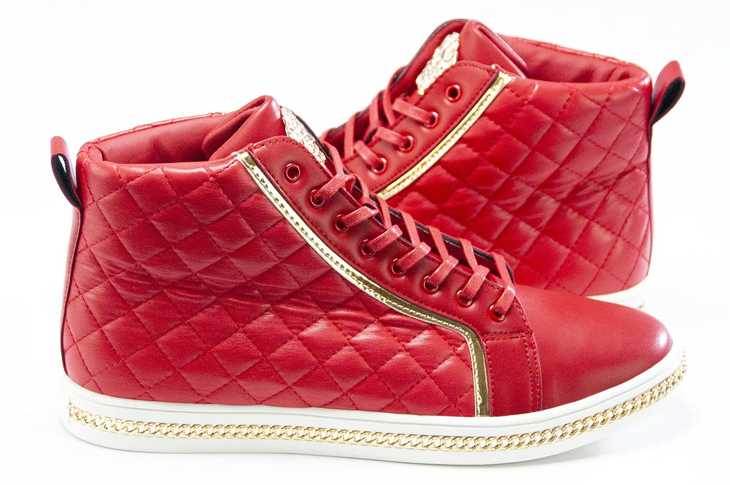 Men's Red And Gold High Top Sneaker