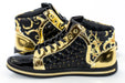 Men's Black And Gold Quilted High-Top Sneakers