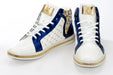 Men's White Blue And Gold Quilted High-Top Sneakers
