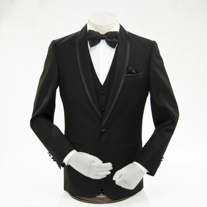 Black 3-Piece Tailored-Fit Tuxedo with Shawl Lapel