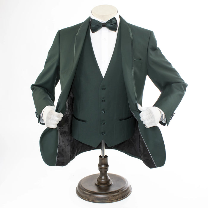 Hunter Green 3-Piece Tailored-Fit Tuxedo with Shawl Lapel