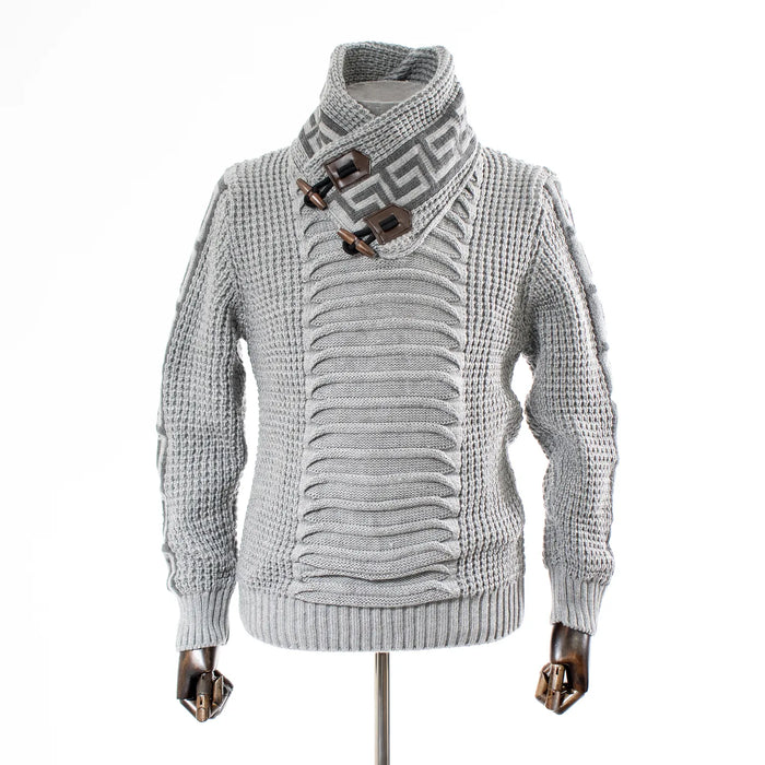 Gray Grecian Regular-Fit Sweater With Toggle Closure