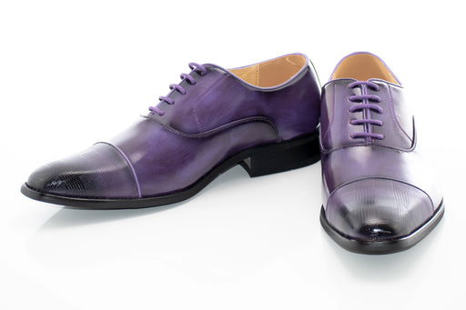 Men's Purple Leather Cap-Toe Oxford Dress Shoe