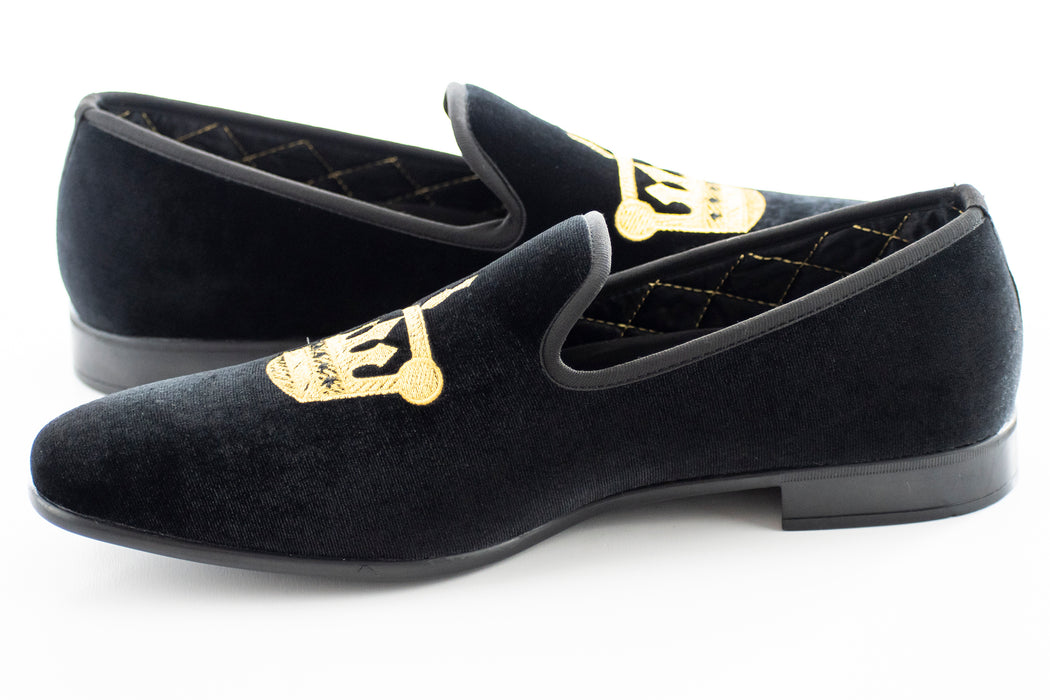 black velvet men's slip-on shoes
