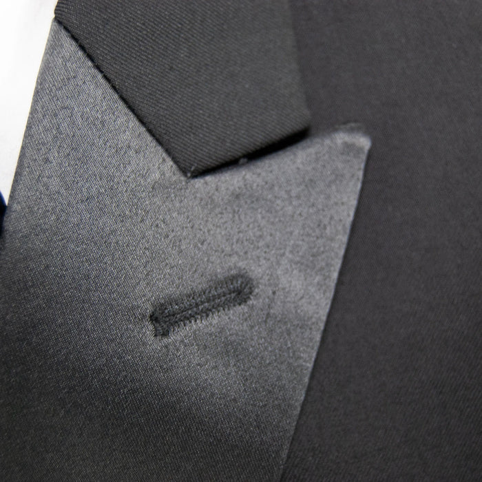 Black Designer Double-Breasted 2-Piece Slim-Fit Wool Tuxedo