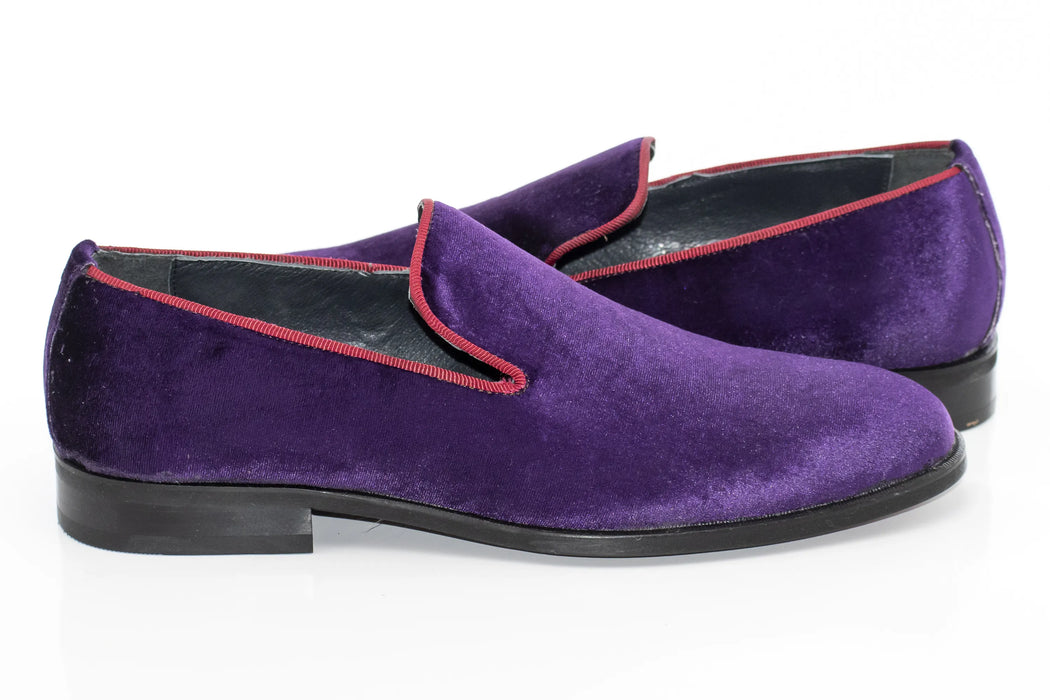 Purple Velvet Slip-On Dress Shoes