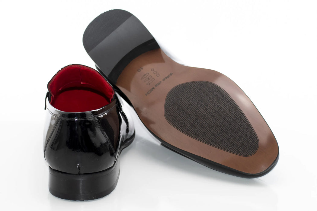 Black Patent Leather Gancini-Bit Slip-On Shoes
