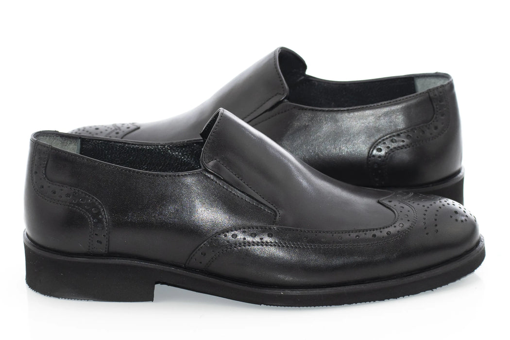 Black Brogue Slip-On Dress Loafer