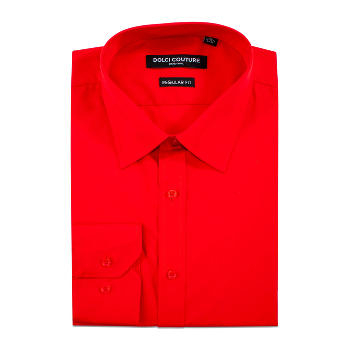 Men's Red Stretch Regular-Fit Dress Shirt