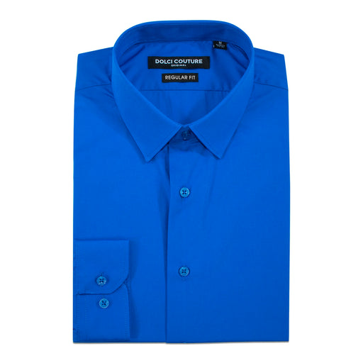 Men's Royal Blue Stretch Regular-Fit Dress Shirt