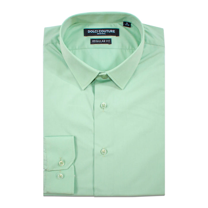 Men's Mint Green Stretch Regular-Fit Dress Shirt