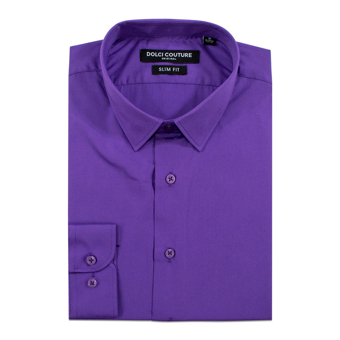 Men's Purple Stretch Slim-Fit Dress Shirt