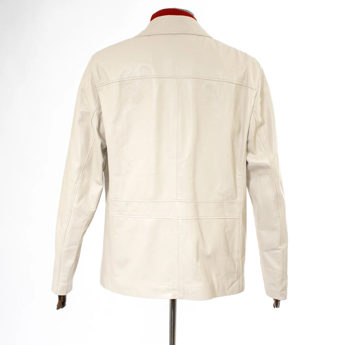 Cream Brown Lambskin Leather Jacket