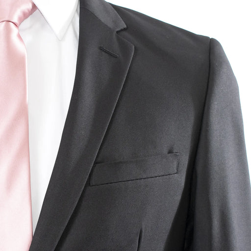 Luther Black 2-Piece Tailored-Fit Suit - Notch Lapel, Welt Pocket