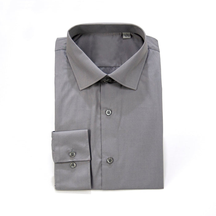 Gray Slim-Fit Dress Shirt