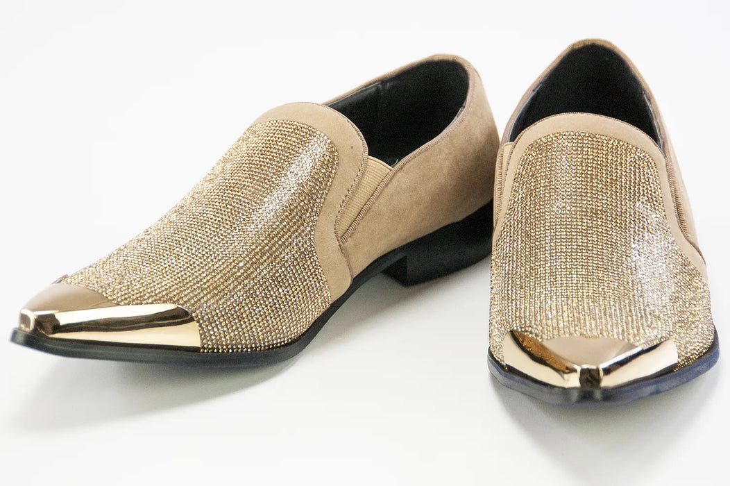 Taupe Brown Rhinestone Loafer - Vamp, Toe, Outsole
