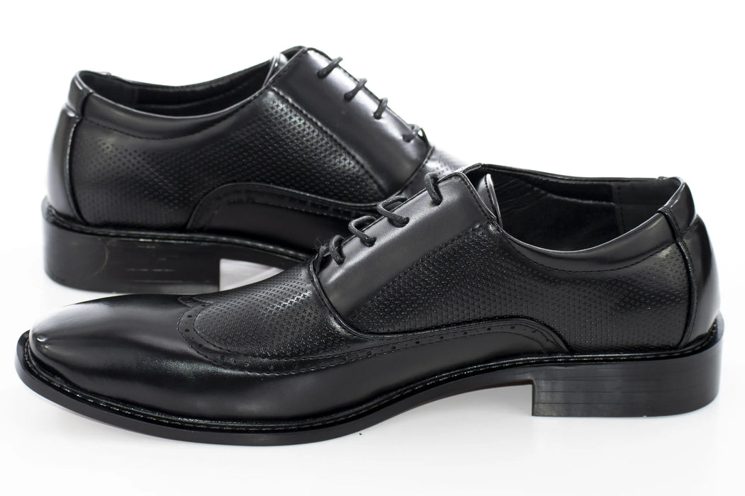 Black Oxford Lace-Up Wingtip Dress Shoe