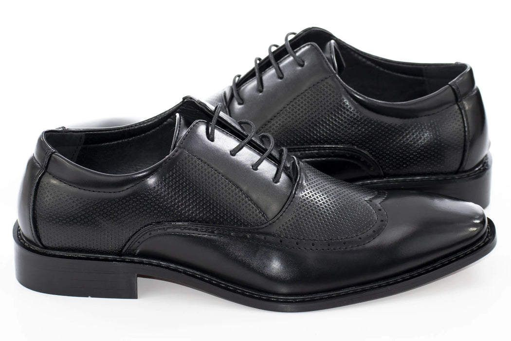 Black Oxford Lace-Up Wingtip Dress Shoe