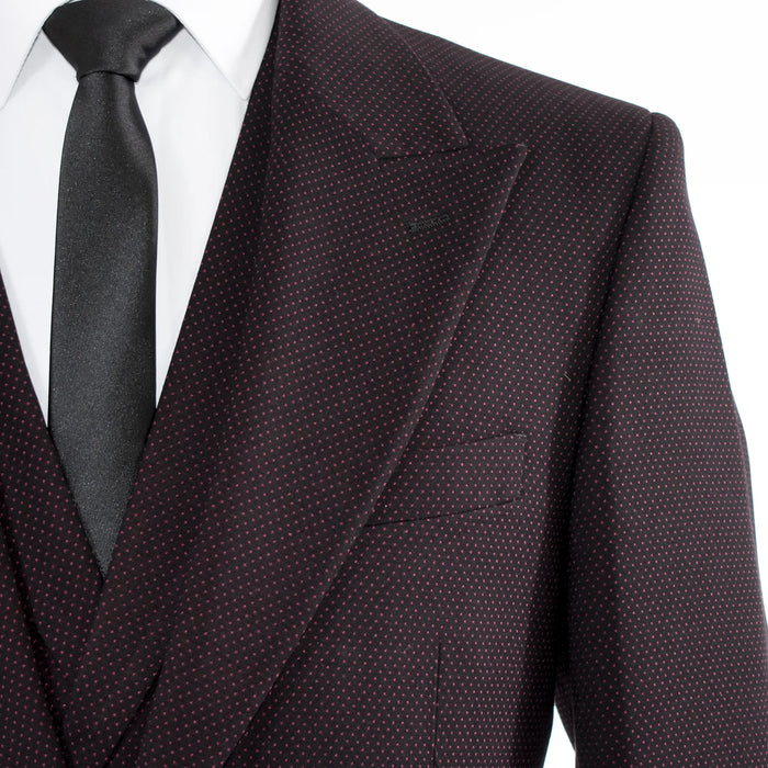 Black With Burgundy Polka Dot 3-Piece Regular-Fit Suit