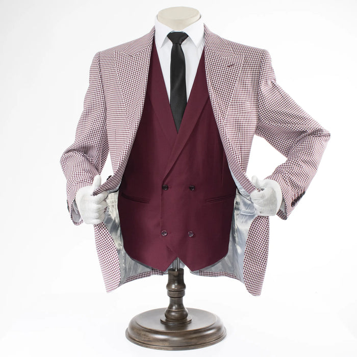 Burgundy Checked 3-Piece Regular-Fit Suit