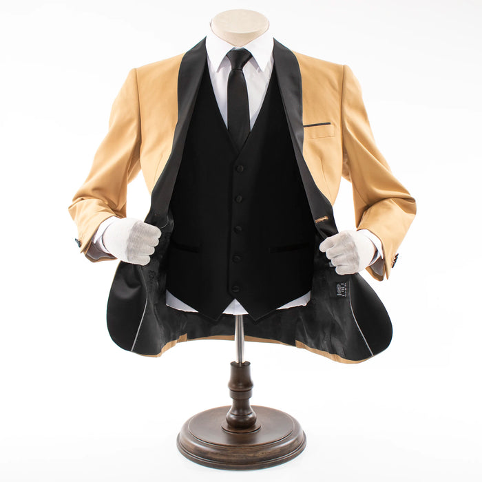 Champagne 3-Piece Tailored-Fit Tuxedo with Black Shawl Lapel