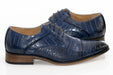 Men's Navy Blue Crocodile Skin Cap-Toe Derby Dress Shoe
