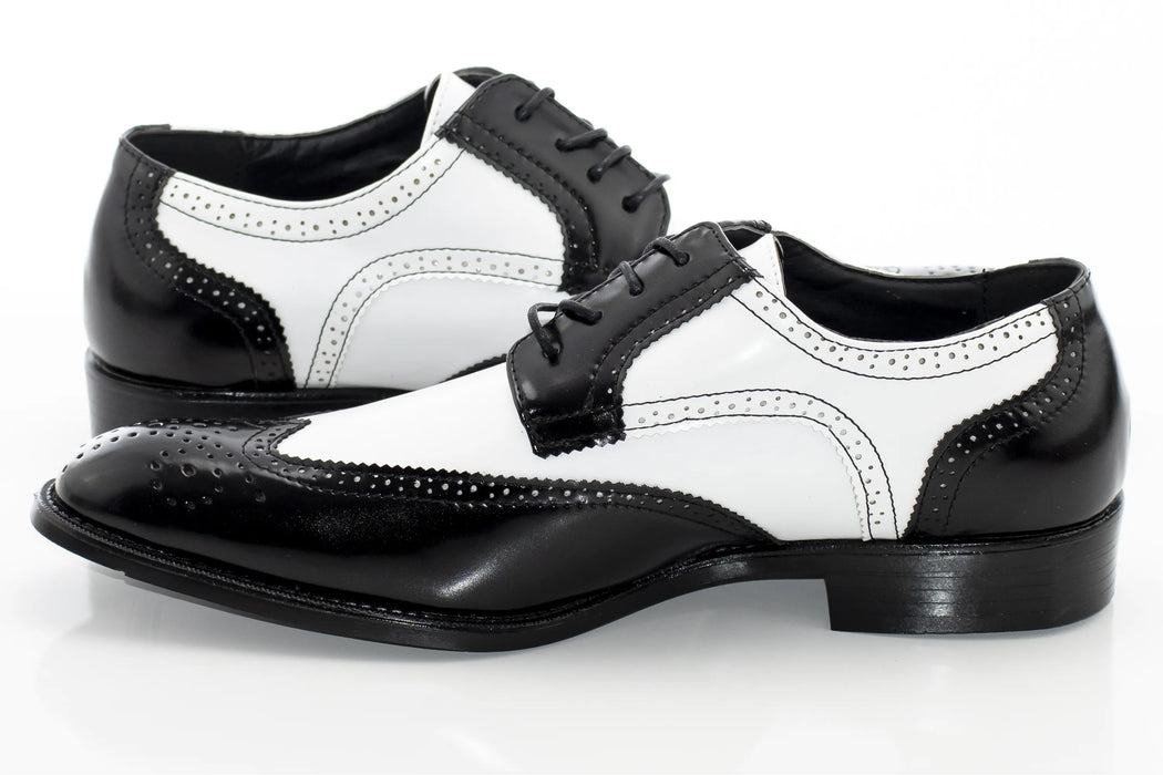 Black And White Wingtip Oxford Dress Shoes