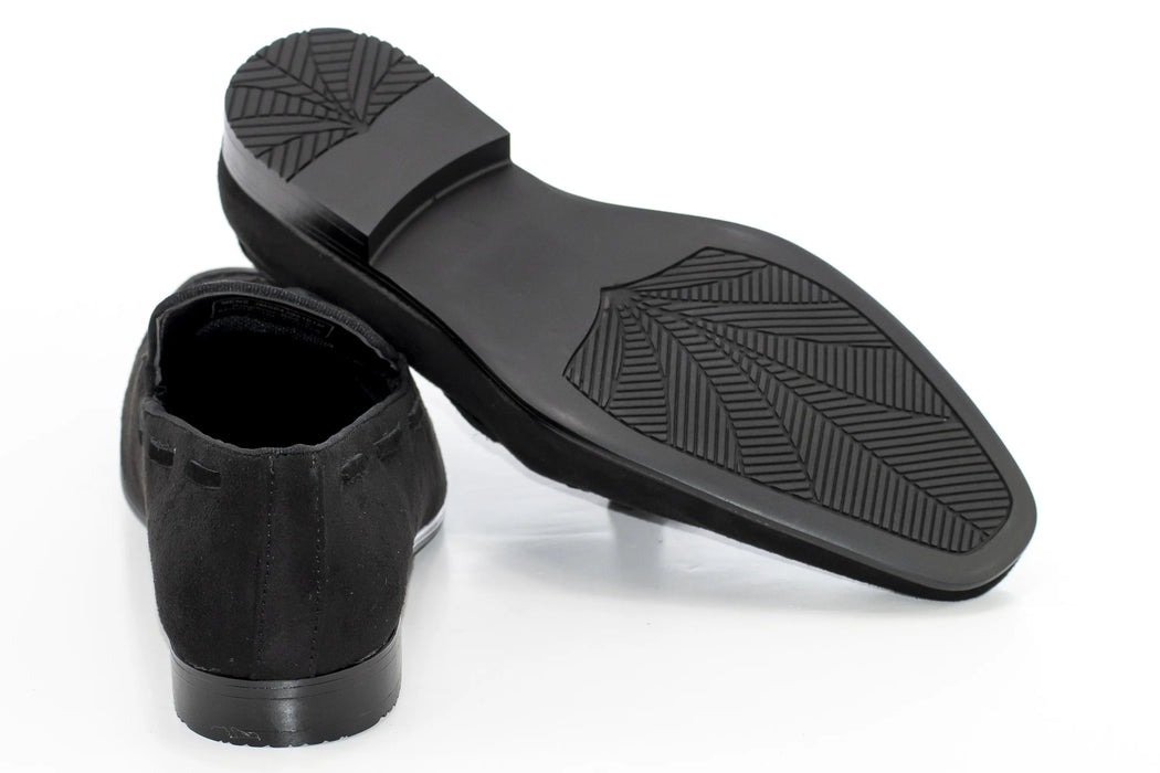 Black Ultrasuede Loafer With Matching Tassels