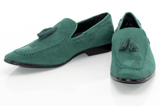 Men's Green Suede Leather Loafer With Tassels