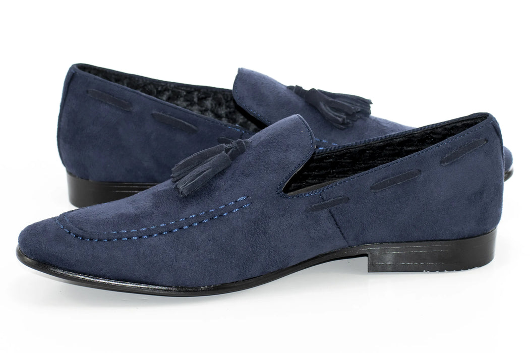 Navy Ultrasuede Loafer With Matching Tassels