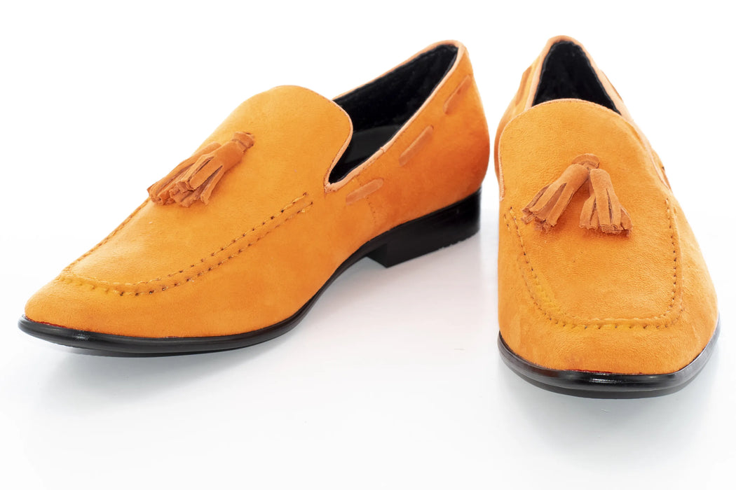 Orange Ultrasuede Loafer With Matching Tassels