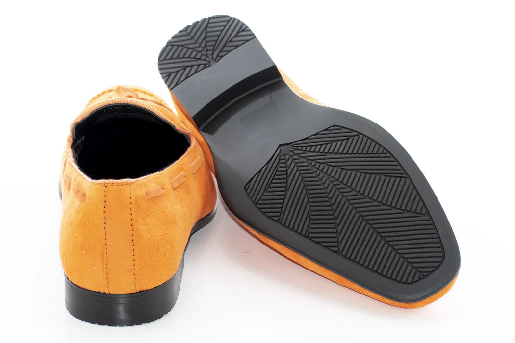 Orange Ultrasuede Loafer With Matching Tassels