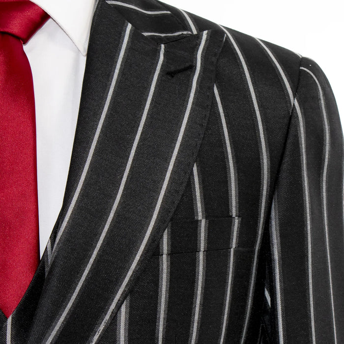 Black Sandwich Striped 3-Piece Modern-Fit Suit