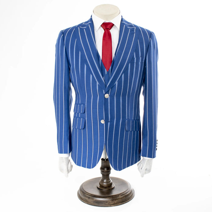 Blue Striped 3-Piece Modern-Fit Suit