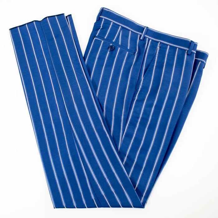 Royal Blue Sandwich Striped 3-Piece Modern-Fit Suit