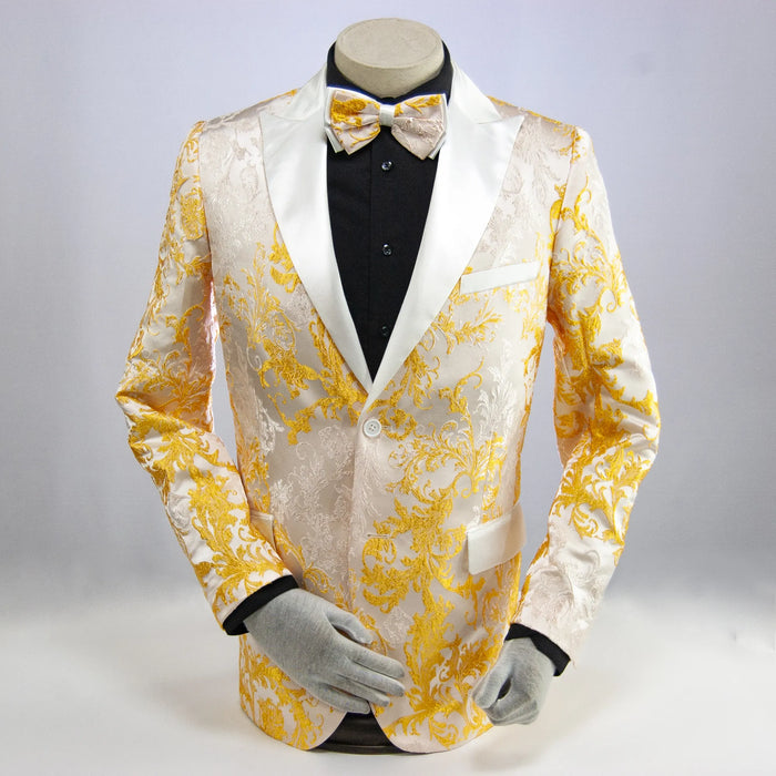 White & Gold Floral Paisley Dinner Jacket