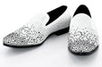 Men's White And Black Dress Loafer With Embedded Rhinestone