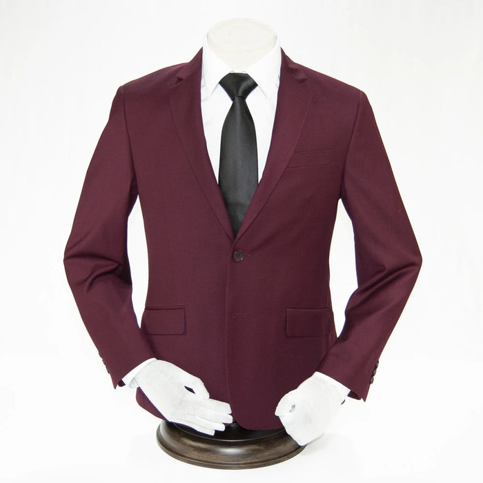 Solid Burgundy Premium 2-Piece European Modern-Fit Suit
