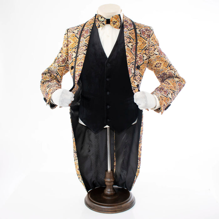 Gold Patterned 3-Piece Slim-Fit Tailcoat Tuxedo