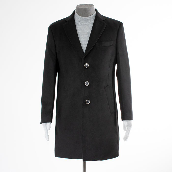 Black Modern-Fit Wool Overcoat
